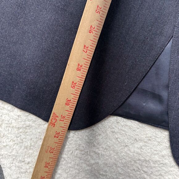 Vintage Chaps Ralph Lauren Blazer Virgin Wool Dark Blue Striped Mens 42 2 Button - Picture 11 of 13